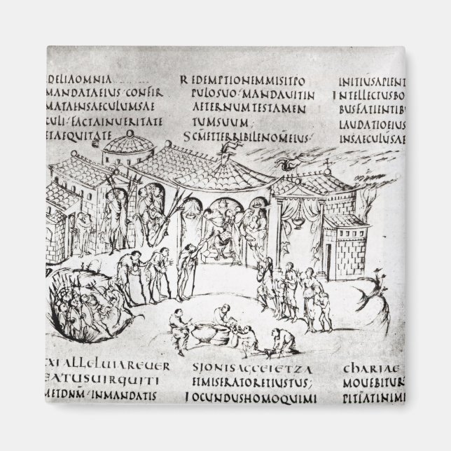 Various scenes illustrating a psalm magnet (Front)
