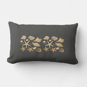 Various seashells starfish lumbar pillow