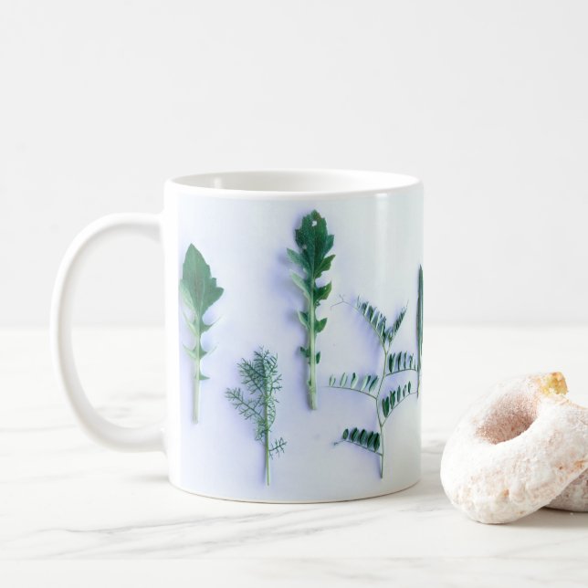Various Shape Green Leaves Nature Feel Coffee Mug (With Donut)