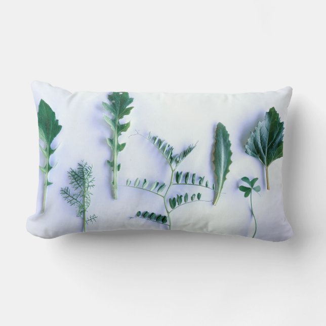 Various Shape Green Leaves Nature Feel Lumbar Pillow (Front)