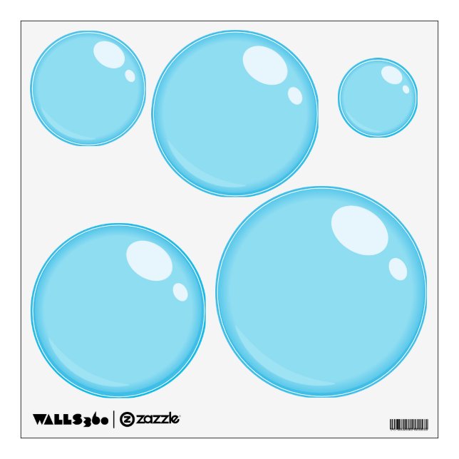 Various Sized Blue Bubble Wall Decal Sticker Sheet (Front)