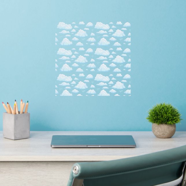 Various Sizes Blue White Clouds   (Set J) Wall Decal (Home Office 2)