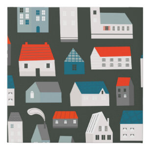 Various small tiny houses. Paper cut style. Flat d Faux Canvas Print