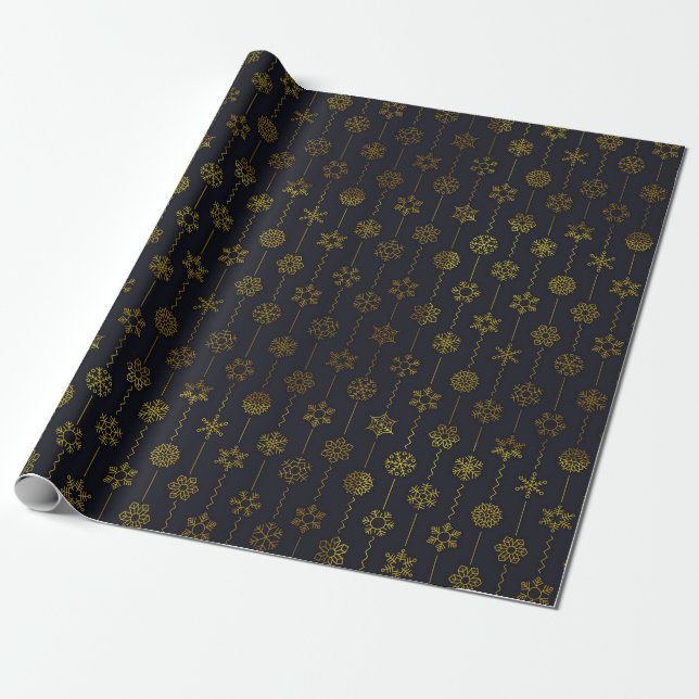 Various snowflake design wrapping paper (Unrolled)