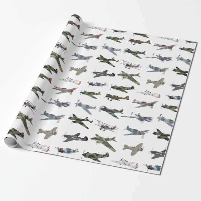 Various Soviet WW2 Airplanes Wrapping Paper (Unrolled)