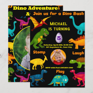 Various Species of Colorful Dinosaurs Invitation