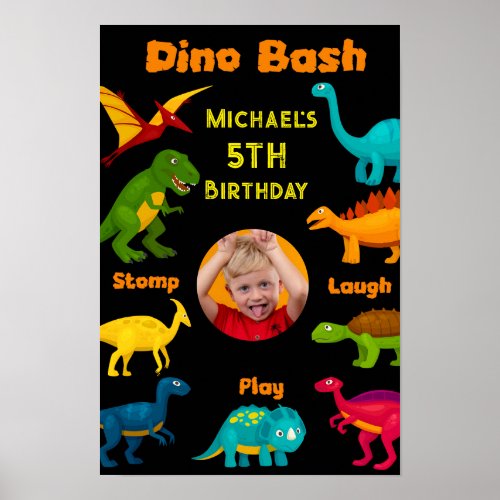 Various Species of Colorful Dinosaurs  Poster