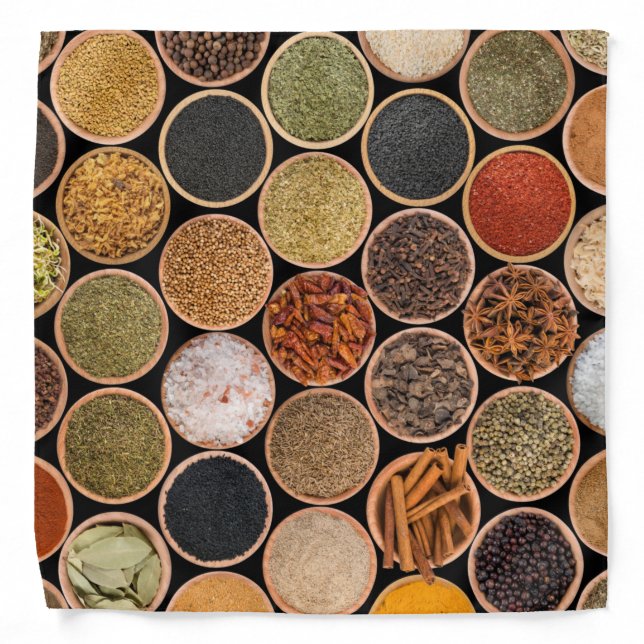 Various spices and food ingredients bandana (Front)