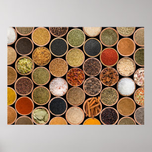 Various spices and food ingredients poster