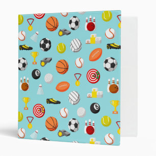 Various sports elements pattern colorful 3 ring binder