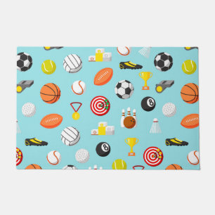 Various sports elements pattern colorful doormat