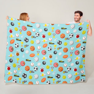 Various sports elements pattern colorful fleece blanket