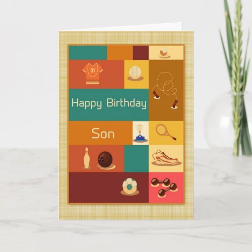 Various Sports Happy Birthday Son Card