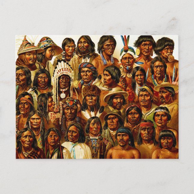 Various Tribes of Native American Indians Collage Postcard (Front)