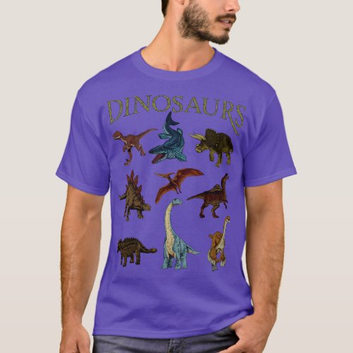 Various types of dinosaurs T_Shirt