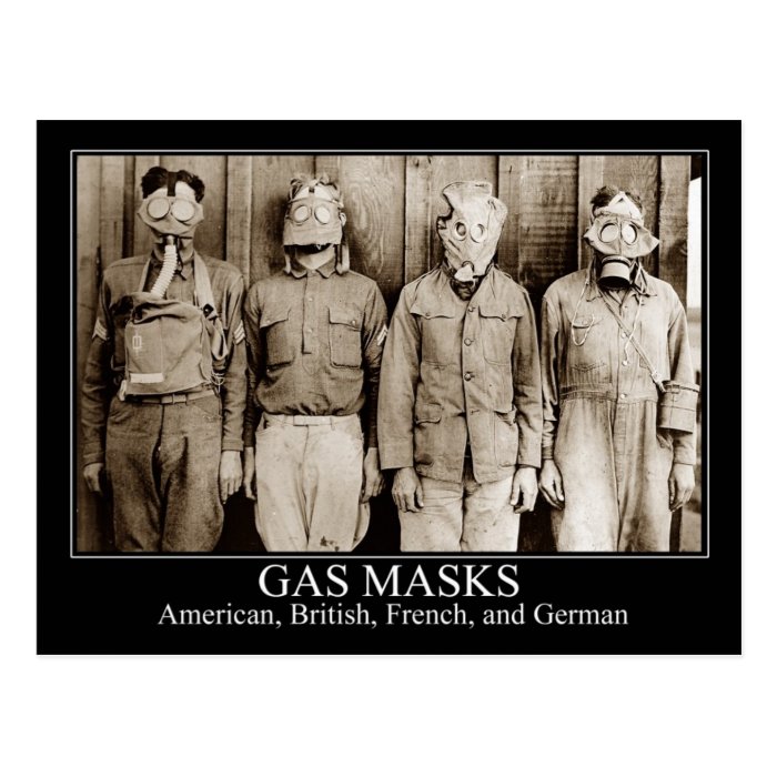 Various types of Gas Masks Post Cards