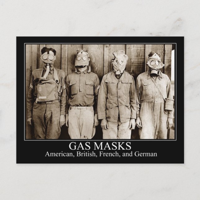Various types of Gas Masks Postcard (Front)