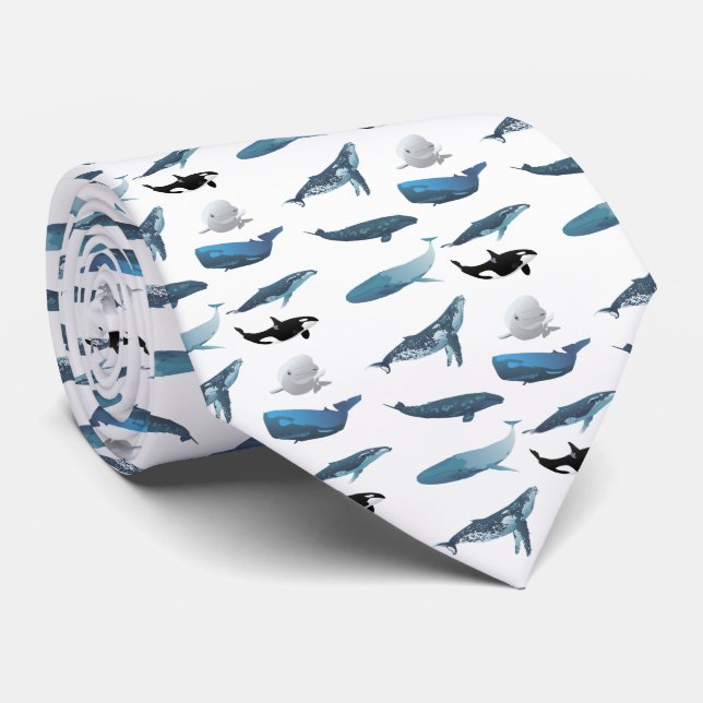 Various Whales Neck Tie (Rolled)