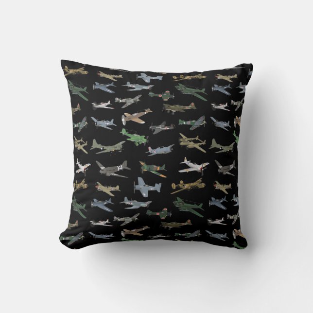 Various WW2 Airplanes Throw Pillow (Front)