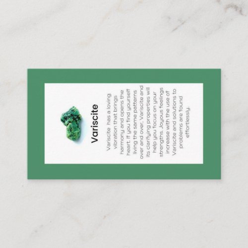 Variscite Crystal Meaning Jewelry Display  Business Card