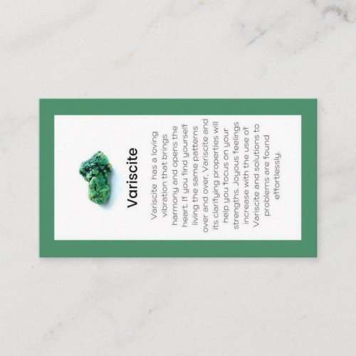 Variscite Crystal Meaning Jewelry Display Gemstone Business Card