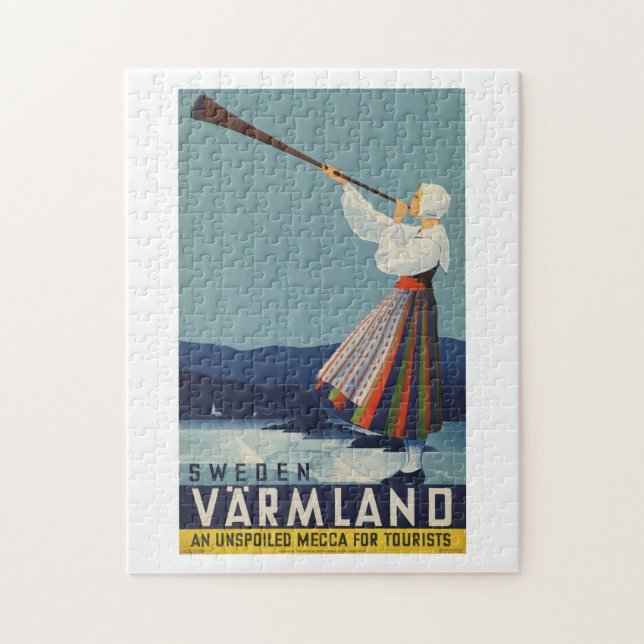 Varmland Sweden Vintage Travel Jigsaw Puzzle (Vertical)