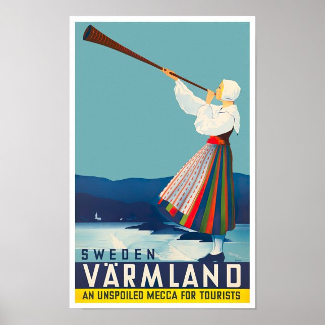 Varmland Sweden vintage travel Poster (Front)