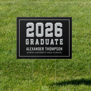 Varsity 2026 Graduate Black Gray Graduation  Sign