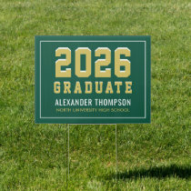 Varsity 2026 Graduate Gold Green Custom Graduation Sign