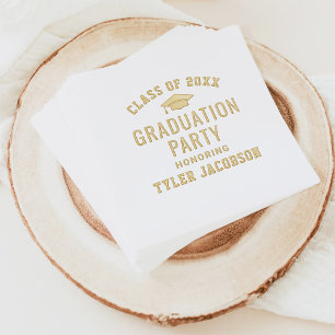 Varsity 2026 Graduation Party Gold Foil Napkins