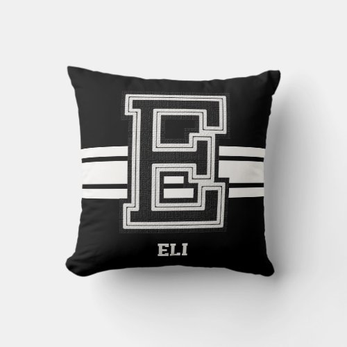 Varsity All Sport Letters  Black and White Throw Pillow