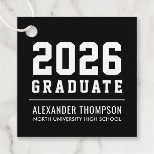Varsity Black 2026 Graduate Graduation Party Favor Tags