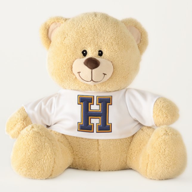 Varsity Blue & Gold Letter   Teddy Bear (Front)