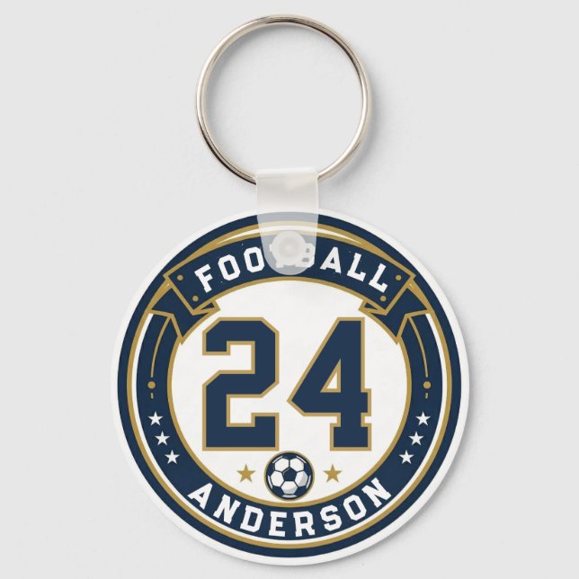 Varsity Football Player Name & Number Keychain (Front)