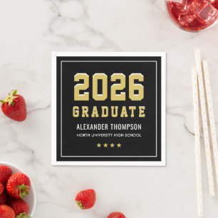 Varsity Gold Black 2026 Graduate Party Napkins