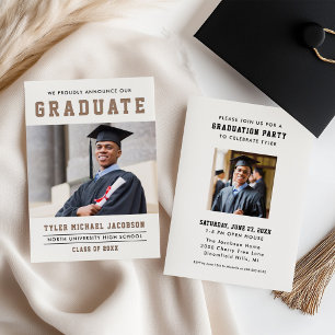 Varsity Graduation Party Graduate Letterpress Photo Cards