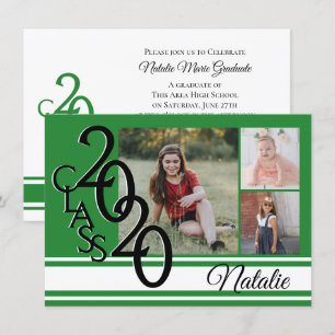 Varsity Green 2020 Graduation Tri Photo Invitation