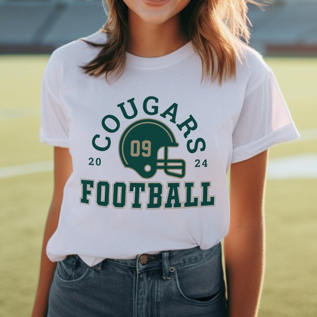 Varsity Green Custom Football Team Mom Tri-Blend Shirt (Creator Uploaded)