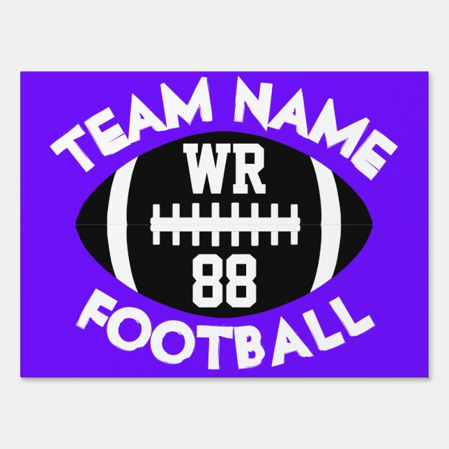 Varsity HS Football Team Player Custom Color Text Sign (Front)