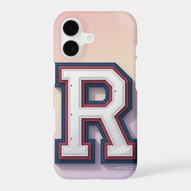 Varsity Initial Letter Phone Case | Pastel (Back)