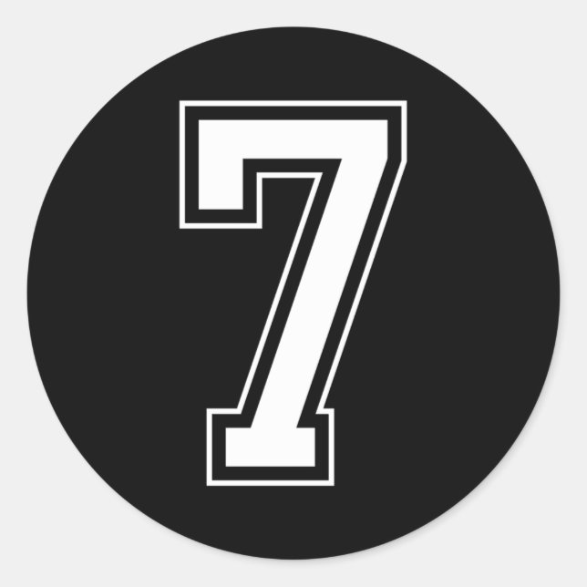 Varsity Jersey Number 7 Classic Round Sticker (Front)