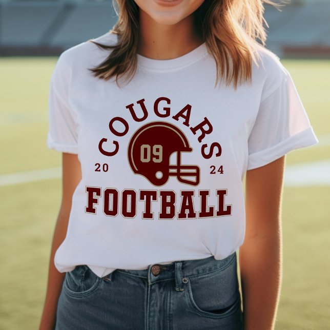 Varsity Maroon Custom Football Team Mom Tri-Blend Shirt (Creator Uploaded)