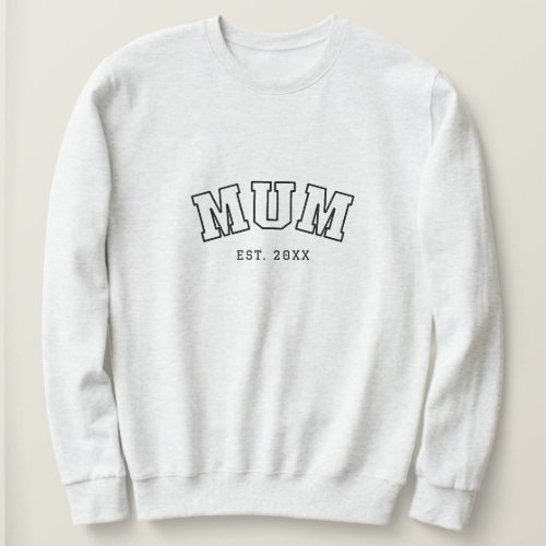 Varsity Mum  Year Established Mother Sweatshirt