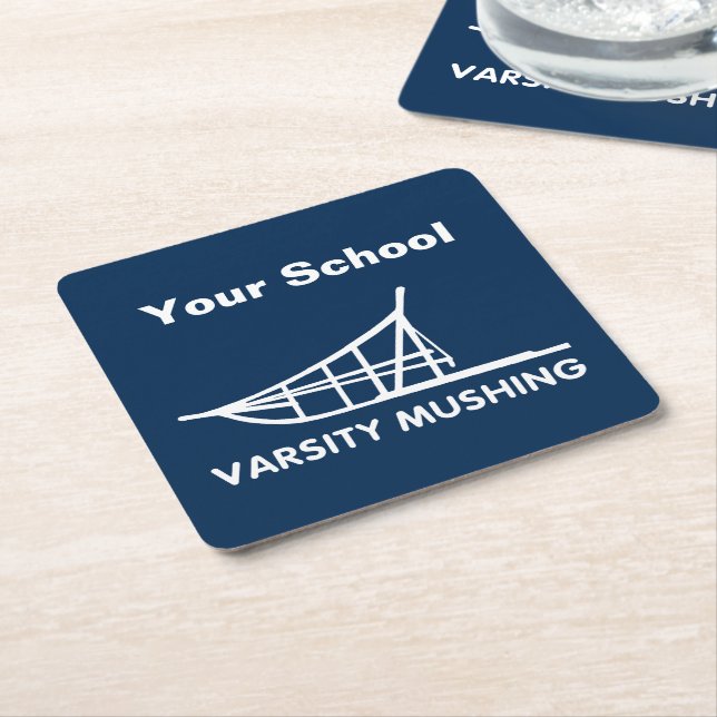 Varsity Mushing Square Paper Coaster (Angled)