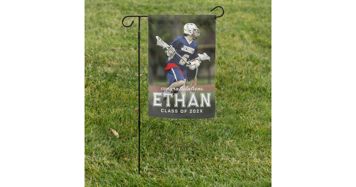 Varsity Name Congratulations Photo Garden Flag | Zazzle