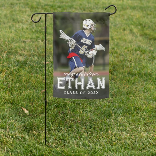 Varsity Name Congratulations Photo Garden Flag (In SItu)