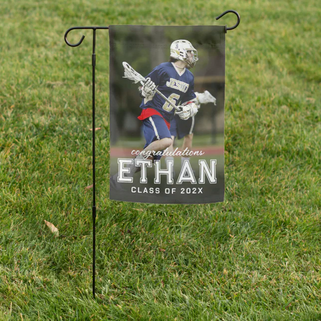 Varsity Name Congratulations Photo Garden Flag | Zazzle
