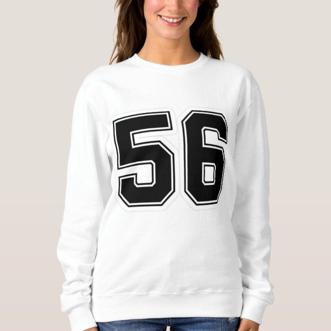 Varsity Number 56 Athletic Sweatshirt | Black Bold (Front)