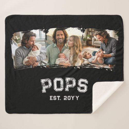 Varsity Pops 3 Photo Grandpa Nickname Est Year Sherpa Blanket