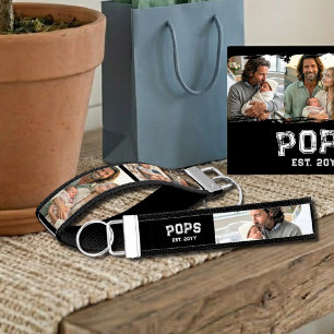 Varsity Pops 3 Photo Grandpa Nickname Est Year Wrist Keychain